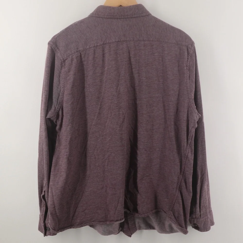 DKNY Shirt Mens Large Purple Heathered Knit Long Sleeve Button‎ Up Excellent